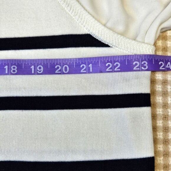 Adrianna Papell Striped Button Front Long Sleeve Preppy Knit Sweater Vest Blouse - Picture 8 of 15